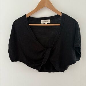 L*Space Black Cropped Women's Knit Twist Top Size S